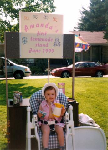 Amanda at her first lemonade stand, June 1999