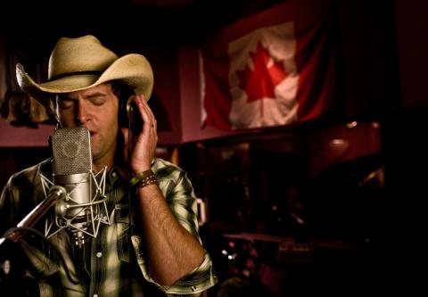 Dean Brody in studio recording his part for 