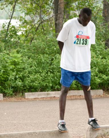 A runner gets ready for the Father’s Day Walk/Run