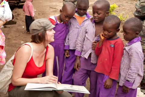 Treane Peake in Cameroon, Africa with her Obakki Foundation