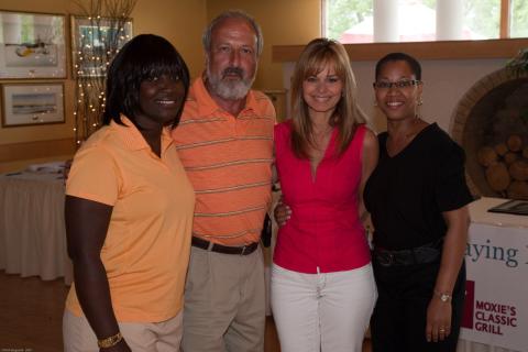 (L to R): Level Playing's Dorothy Peddie, Brampton Councillor John Sprovieri, Global TV reporter Susan Hay; Level Playing's Ingr